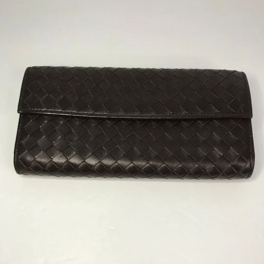 In like New Condition BOTTEGAVENETA PURSE 150509 INTRECCIATO LEATHER BROWN MENS